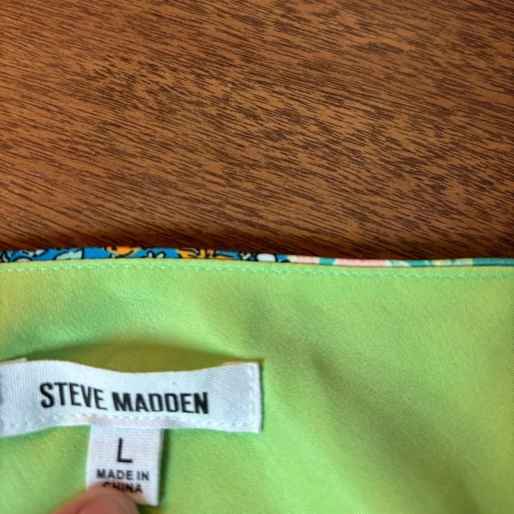 Steve Madden Charmeuse Midi Slip  Skirt Patchwork Floral Size L